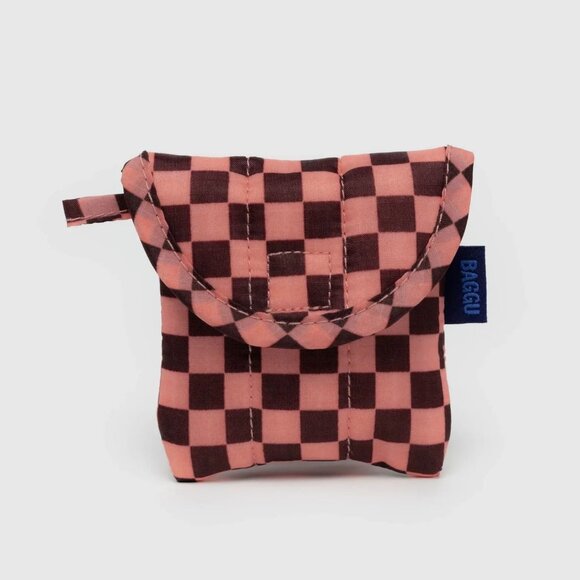 BAGGU Accessories - NWT Baggu Puffy Earbuds Case - Pink Brown Check